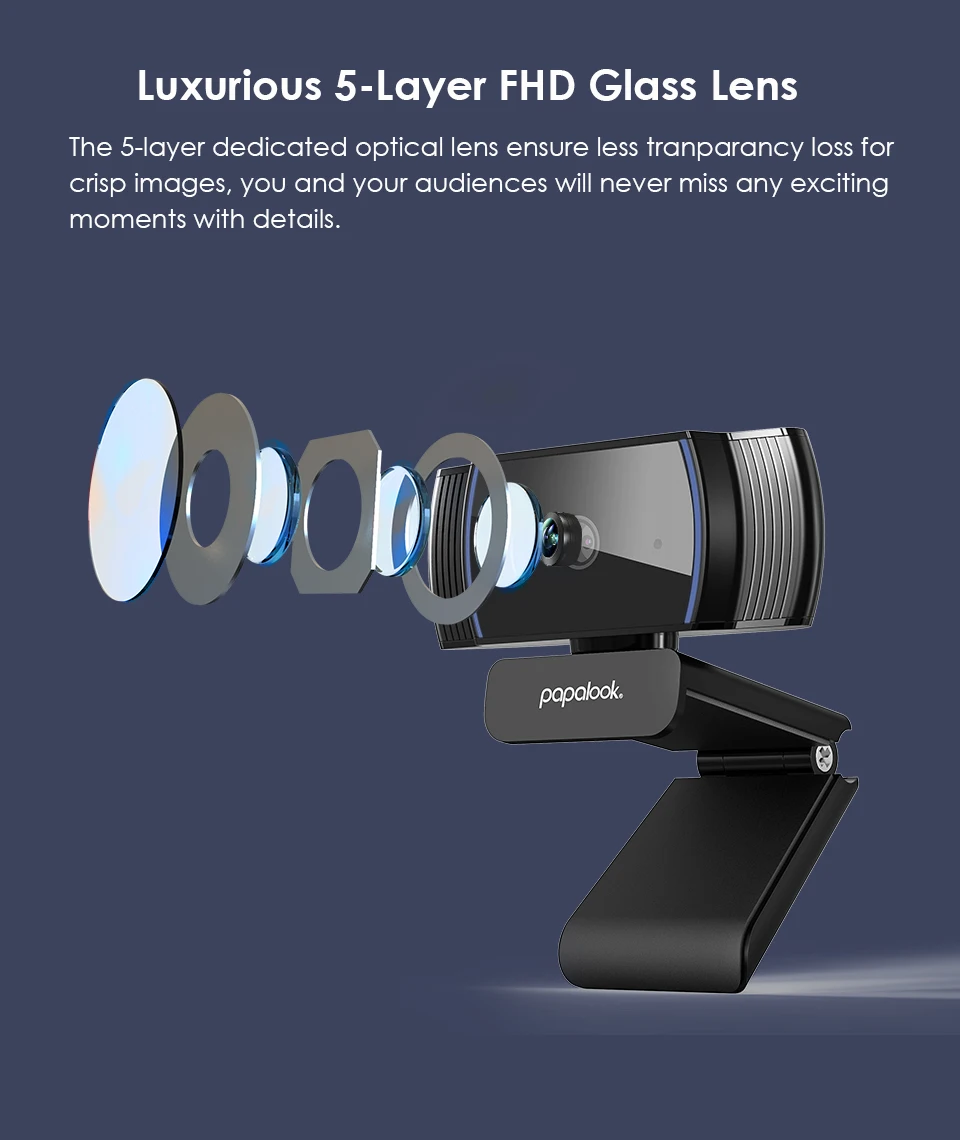 HD 1080P Webcam, PAPALOOK AF925 Autofocus Web Camera With Microphone 5-layer Glass Len, USB Plug Webcam For Computer Mac Laptop