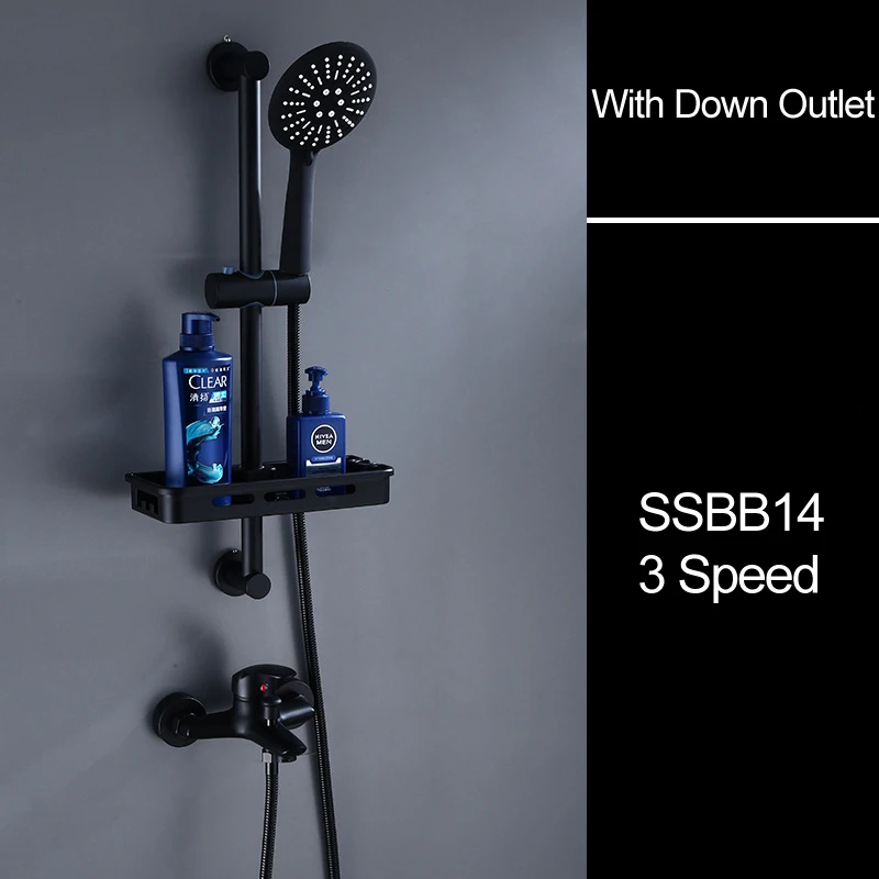 Душевая система s для ванной, смеситель для ванной, винтажная латунная черная система, ручной настенный душевой набор, роскошные наборы Ducha Chuveiro - Цвет: SSBB14