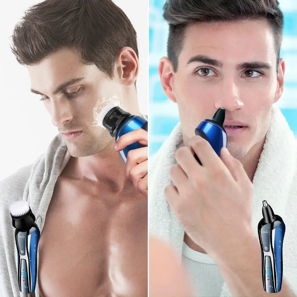Профессиональная многофункциональная электробритва для лица, роторная электрическая бритва для мужчин, борода, влажный сухой станок для бритья, мужской набор для ухода, беспроводной