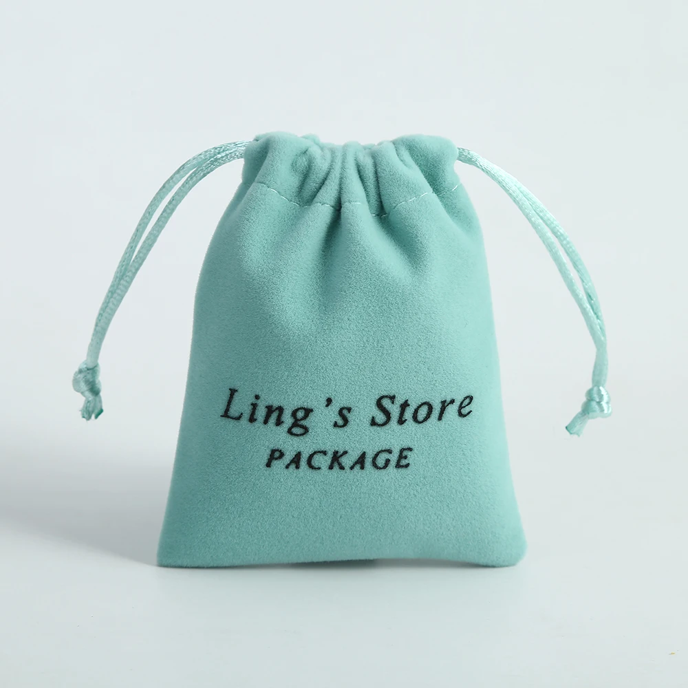 100pcs Custom Logo Jewelry Organizer Packaging Pouches Small Velvet Drawstring Gift Bag Wedding Favors Christmas Party Candy Bag