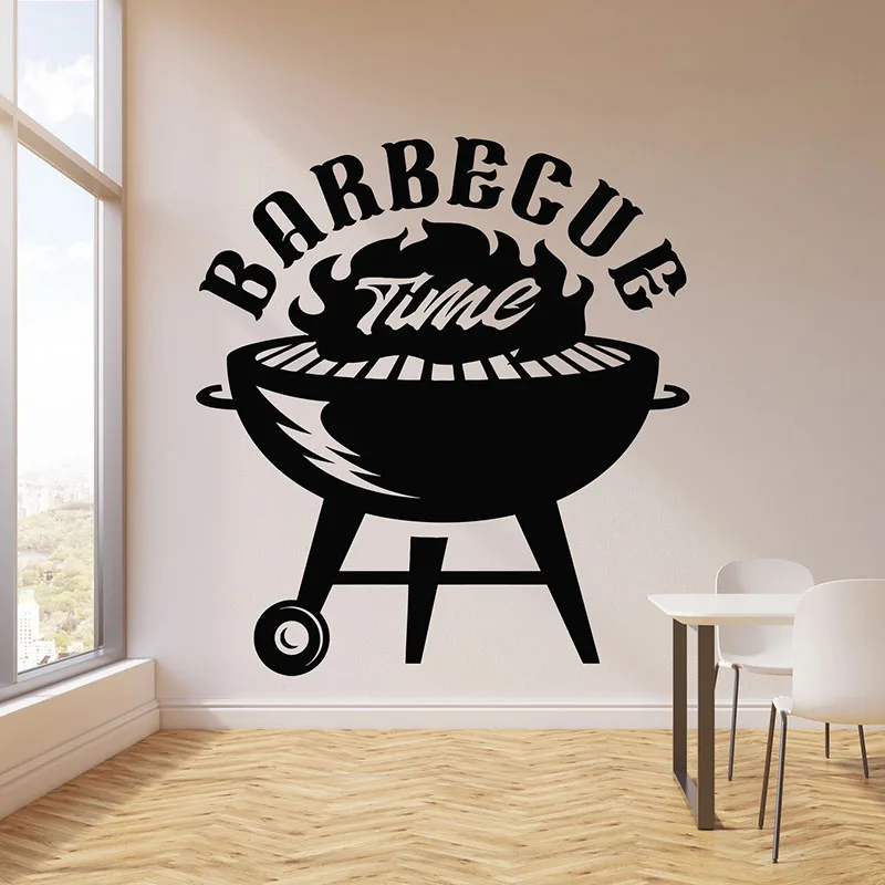 Barbecue Time Wall Decal Cooking BBQ Food Grill Door Window Vinyl Stickers Bar Restaurant Interior Decor Wallpaper Art E770