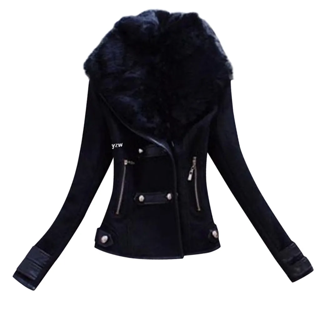 Зимнее женское пальто облегающего размера плюс, шерстяная верхняя одежда, куртка, Толстая теплая Женская куртка на молнии, пальто, куртка, верхняя одежда#923