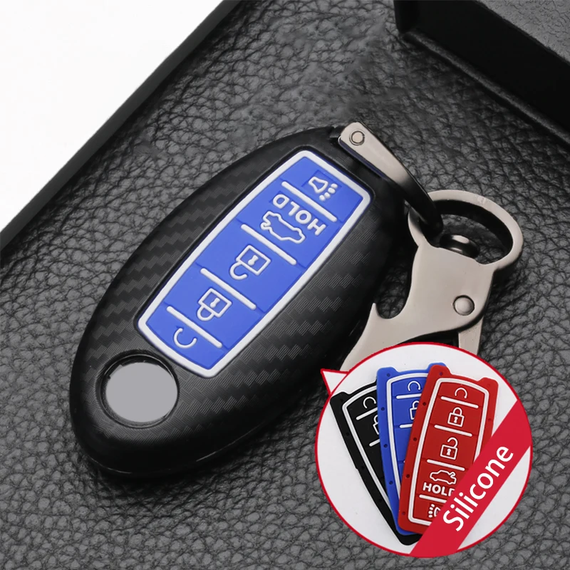 Carbon fiber ABS 5 Button Car Key Case Cover For Nissan Patrol Y62 Altima Maxima Infiniti FX G37 Q60 QX50 QX70 keychain | Автомобили и