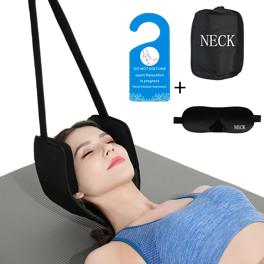 Neck Head Hammock Traction Massager Cervical Tools Posture Pain Relief Relaxation with Free Eye Mask afbeelding