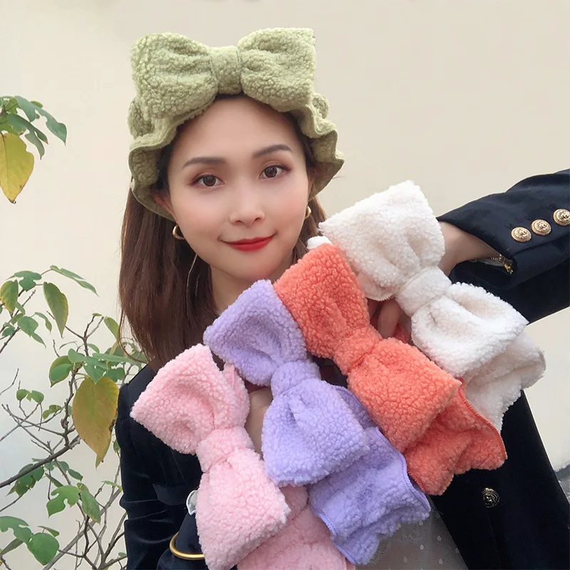

New Fashion Women Cute Big Ears BOW Comfortable Wash Face Bathe Hair Holder Elastic Headband Girls Hairbands Hair Accessories