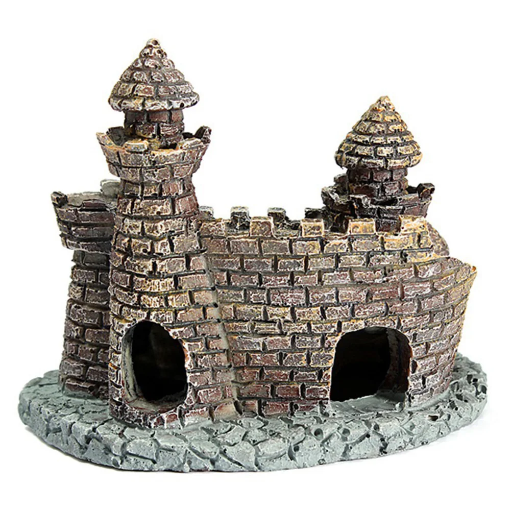 Small Castle Wall Ruins Rustic Aquarium Ornament Fish Tank Decoration Gift