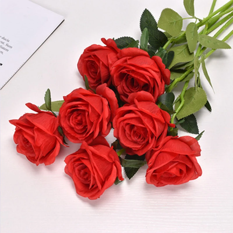 5PCS Artificial Rose Bouquet Decoration Silk Rose Flower Bride Wedding Family Party Decoration Wedding Supplies