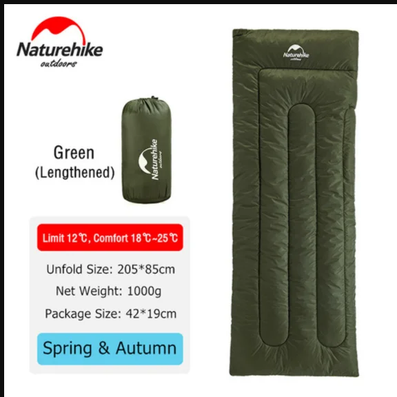 

NH Lightweight Envelope Cotton Single Sleeping Bag Ultralight Waterproof Summer Outdoor Hiking Camping Sleeping Bags