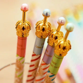 

6Pcs Princess Crown Premium Gel Pen Black Ink Marker Lovely Polka Dot Stationery