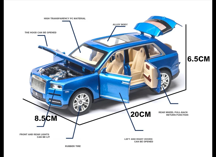 Горячая 1:24 масштаб автомобиля колеса для кроссовера Rolls-Royce cullinan металлическая модель с светильник и звук литья под давлением автомобиль вытяните назад игрушки коллекция