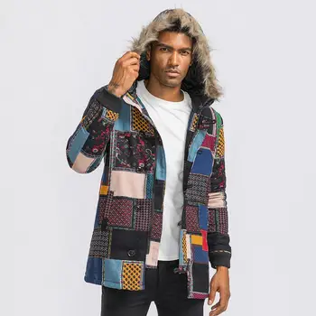 

2019 New Winter Coat Men Casual Hooded Cotton Linen Padding Parka Mens Brand Windproof Waterproof Patchwork Windbreaker Jackets