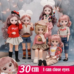 Poupées articulées avec vêtements à la mode, 23 yeux 5D, perruque de 30 CM, corps en plastique, tête complète, jouets pour enfants, cadeau pour filles, 1/6 BJD 