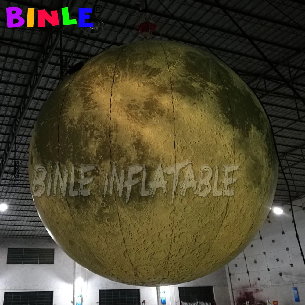 Grey giant park yard illumination inflatable moon balloon,hanging/grounding inflatable moon planet ball for festival decoration 6