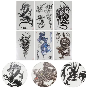 

6pcs Dragon Tattoos Lifelike Removable Safe Face Stickers Party Supplies Body Stickers for Party Carnival Masquerade