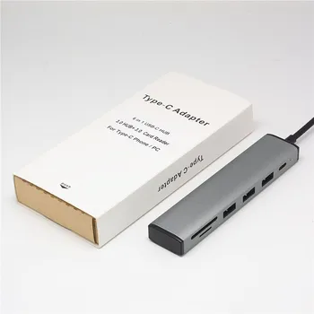 

Type C to Thunderbolt 3 Dock 100M Rj45 HDMI 4K PD 87W Charge 2 USB 3.0 Extender Multi USB Splitter Metal Hub for Macbook/Pro