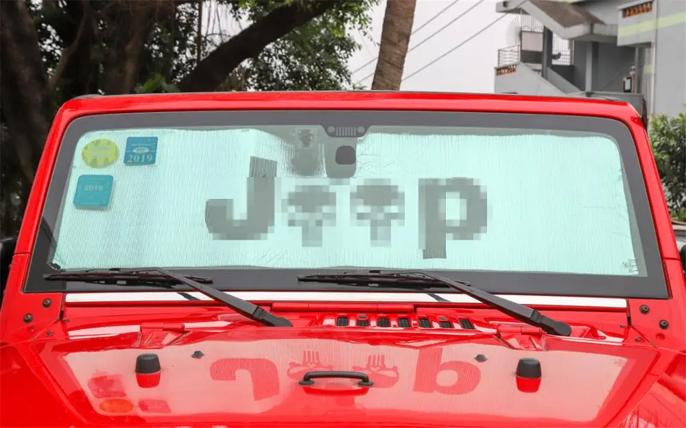 Солнцезащитные козырьки на ветровом стекле для Jeep Wrangler JK 07-17 чехол для экрана Аксессуары для автомобильного интерьера, для укладки волос Алюминий Фольга с логотип черепа