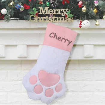 

Large Pink Pet Christmas Stockings Dog Paw Kids Gift Bag Xmas Sock Diy Christmas Decoration For Home Party Happy New Year 2020