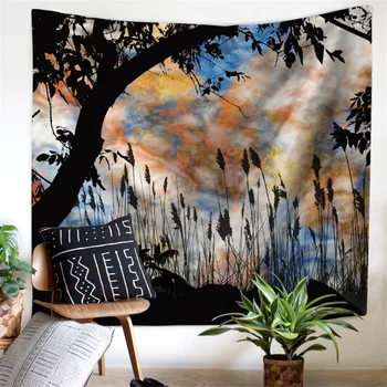 

Wall Hanging Tapestry Landscape River Wall Tapestry Scenic Curtain Flower Tree Tapestry Beach Mat Blanket Tablecloth Carpet