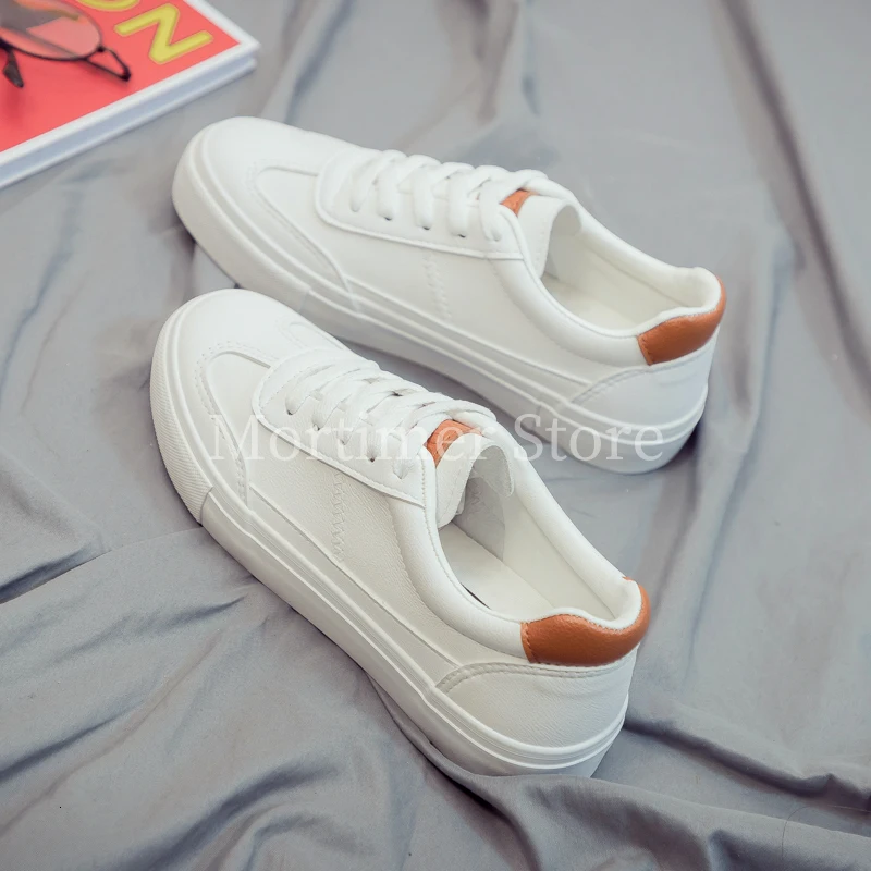 

Leather Woman Shoes 2019 Spring New Fashion Casual Thin Solid Color PU Leather Shoes Woman Casual White Shoes Sneakers Woman