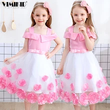 Платье для церемоний для маленьких девочек детская одежда с розами Детские платья-пачки для девочек Одежда для свадебной вечеринки vestidos robe Fille