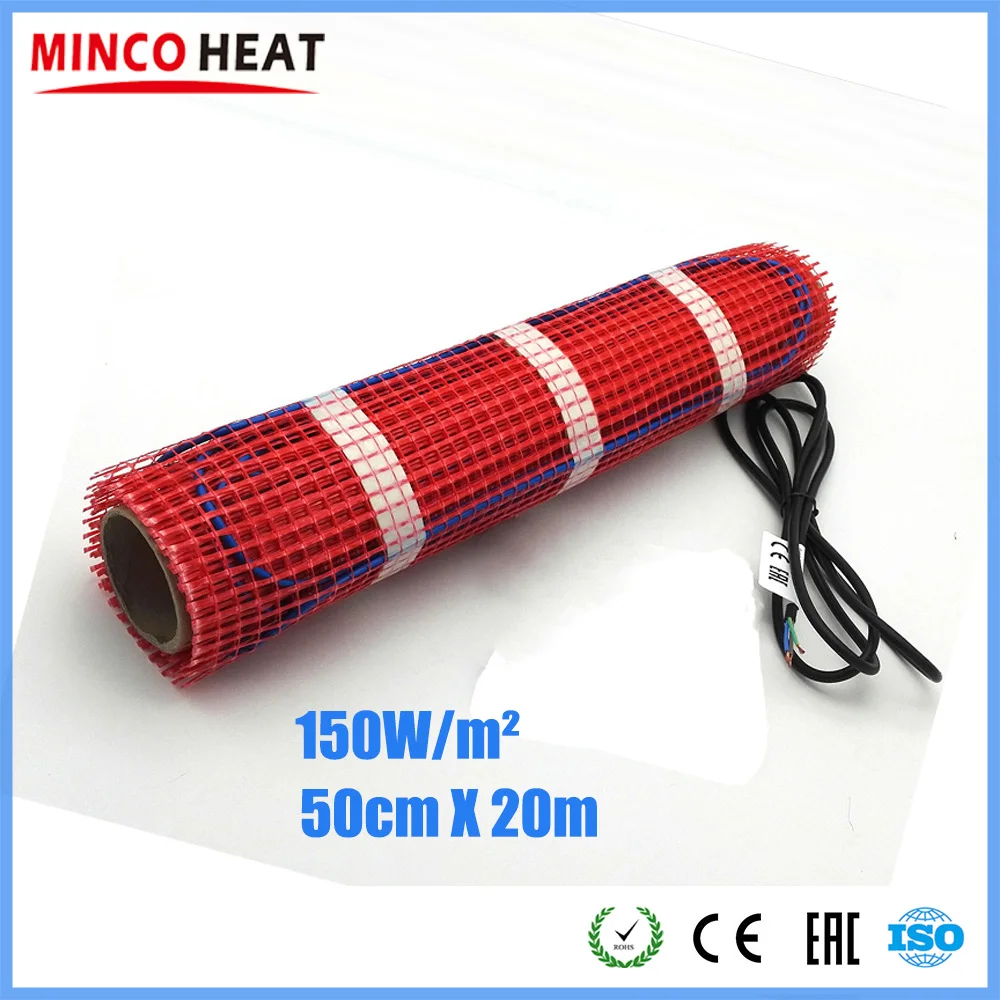 Minco Heat 20 м x 50 см электрическая напольная плитка с подогревом, Wi-Fi термостат для подогрева пола теплая подстилка
