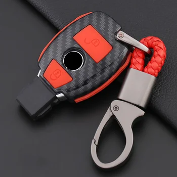 

Carbon fiber silicone Key Case Cover For Mercedes Benz A180 A200 A260 W203 W210 W211 AMG W204 C E S CLS CLK CLA SLK Classe