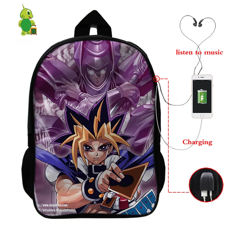 6 Аниме Duel Monsters рюкзак USB зарядка ноутбук рюкзак школьные сумки для подростков мальчиков девочек многофункциональные дорожные сумки на плечо - Цвет: 6