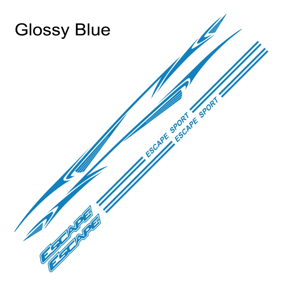 Glossy Blue 2 шт. стильная наклейка для автомобиля Ford Escape боковая полоска гоночная Спортивная декорация Авто Виниловая Наклейка Автомобильные тюнинговые аксессуары - Название цвета: Glossy Blue