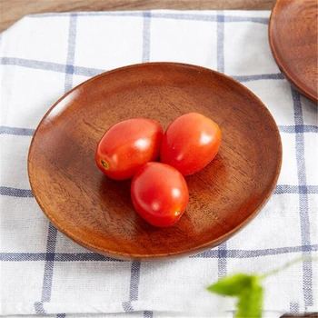 

Wooden Round Bowls Fruit Storage Tray Plates Fruit Cake Tea Coffee Dessert Dish Food Serving Tray Tableware Kitchen Gadgets