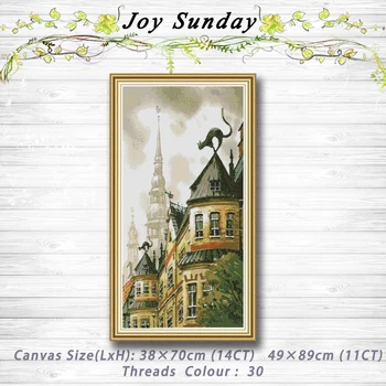 

Black cat on the roof animal decor painting dmc 14CT 11CT counted cross stitch kits embroidery sets Needlework Sets Home decor