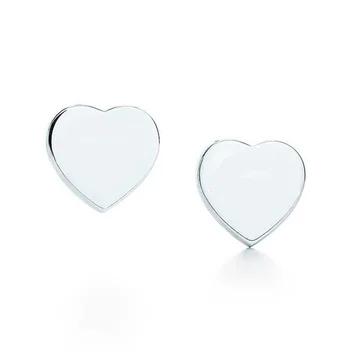 

DOYUBO Classical Women's 925 Sterling Silver Heart Earrings Fine Jewelry Simple Design Lady Lovely Heart Stud Earrings VC169