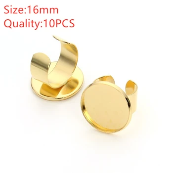 

5/10pcs/lot 10-20mm Open Rings Settings Cabochon Base Blank Bezel Trays Cabochon Cameo DIY Rings Findings