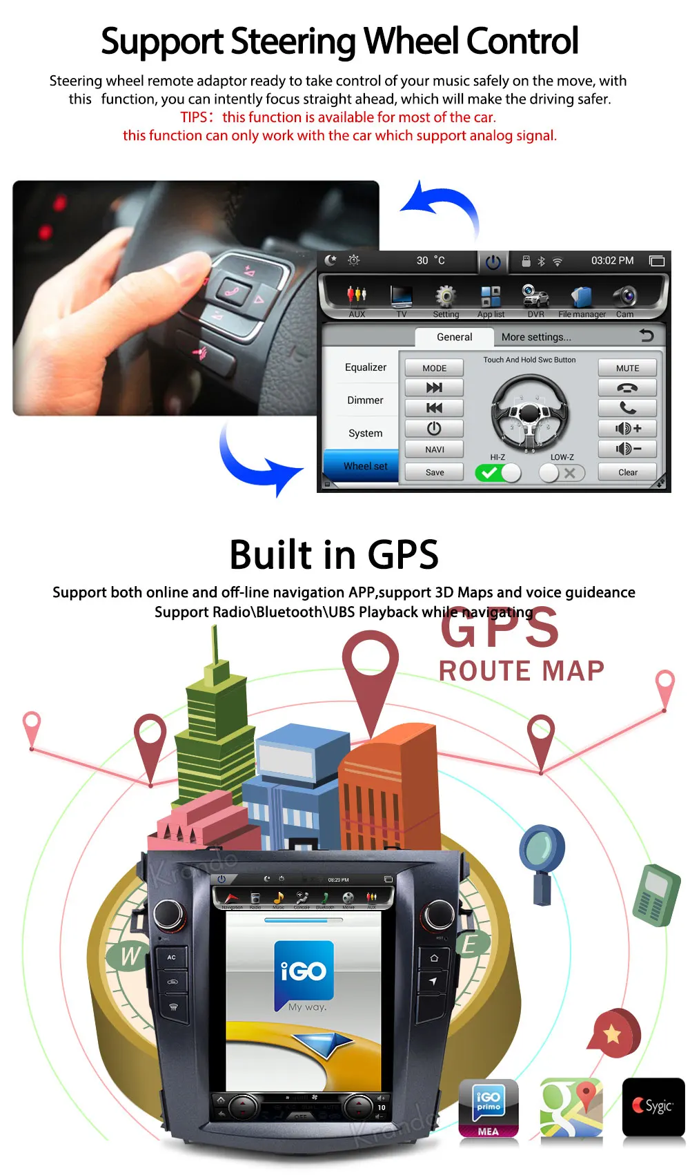 Excellent Krando Android 7.1 10.4" Tesla Vertical screen car multimedia system for toyota Corolla 2008-2012 audio radio player KD-TV025 5