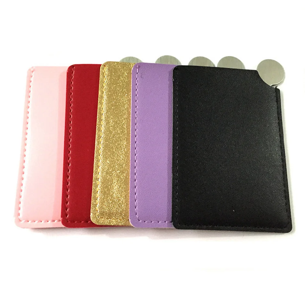 

Makeup Mirror Stainless Steel Unbreakable 1PC Shatter-Proof Portable PU Leather Sleeve Pocket Card Mirror Cosmetic Essential