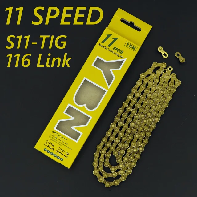 YBN  SLA110-TIG-GOLD 11 Speed Chain 116 Link SLA-11 Campagnolo Shimano GOLD