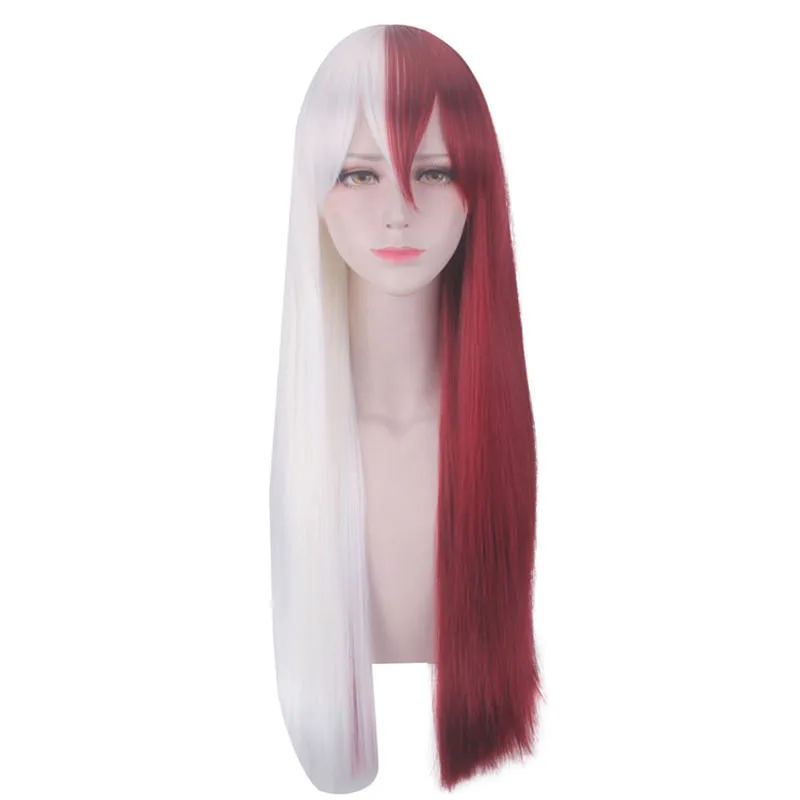 

My Hero Academia Todoroki Shoto Long Wig Cosplay Girl Ver. Boku no Hero Academia Red and White Hair Costume Halloween Party Wig
