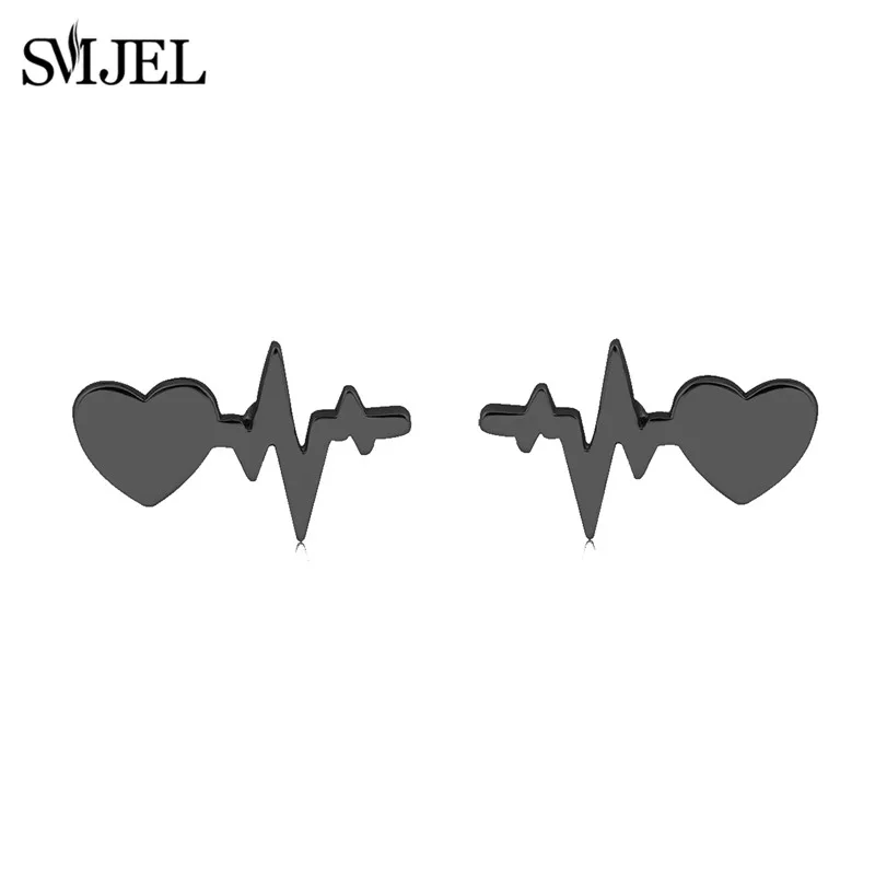 black Earing Steel SMJEL ECG браслеты с сердечками регулируемые тонкие браслеты из змеиной цепи электрокардиограмма Шарм украшения для рук из нержавеющей стали подарок для новорожденных - Окраска металла: black Earing Steel