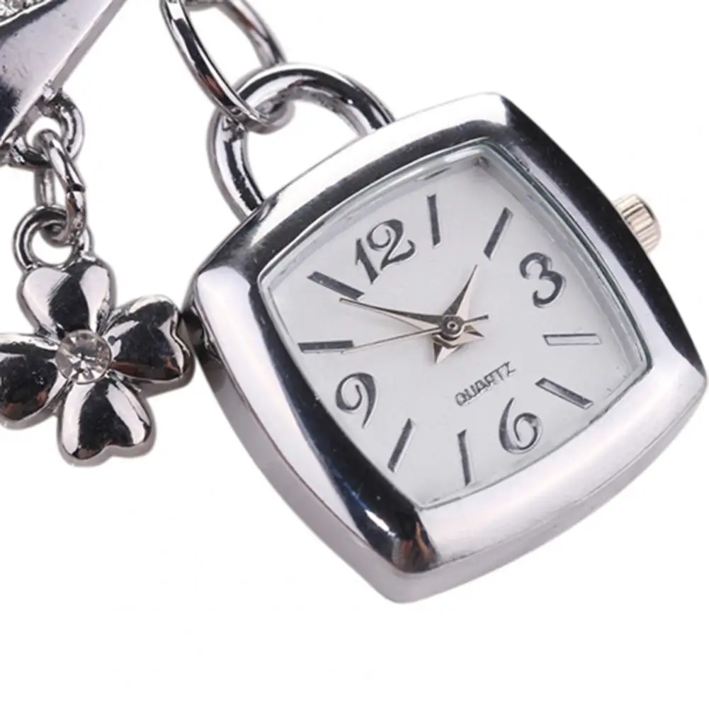 Reloj de pulsera de cuarzo con diamantes de imitación, pulsera con diseño de corazón y flores, estilo de amor, de acero inoxidable, para el día a día, zegarek damski - Imagen 4