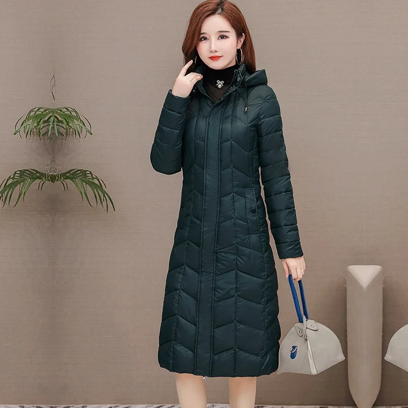 

Off Season Cotton Coat Women's 2019 New Style Fashion Korean-style Long over-the-Knee Slim Fit down Feather Cotton-padded Clothe