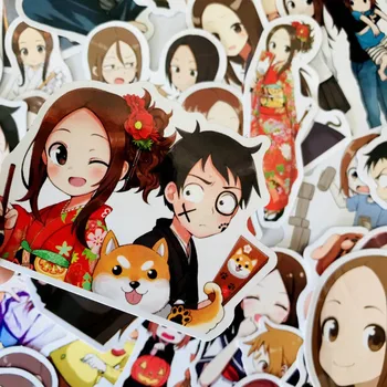 

45Pcs Teasing Karakai Jozu no Takagi-san Stickers For Suitcase Skateboard Laptop Luggage Fridge Phone Car Styling DIY Decal