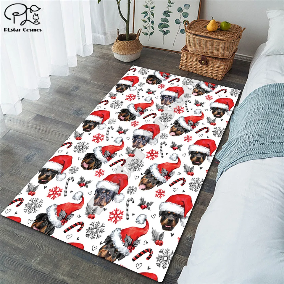 

Rottweiler Merry Christmas Fashion Soft Flannel 3D Printed Rugs Mat Rugs Anti-slip Large Rug Carpet Home Decoration