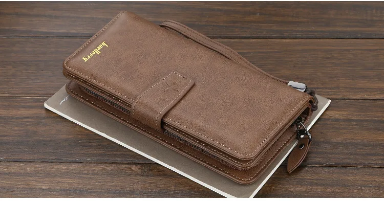 New Men Wallets Fashion Zipper Card Holder Long Style Male Purse High Quality New PU Leather Vintage Coin Holder Men Wallets