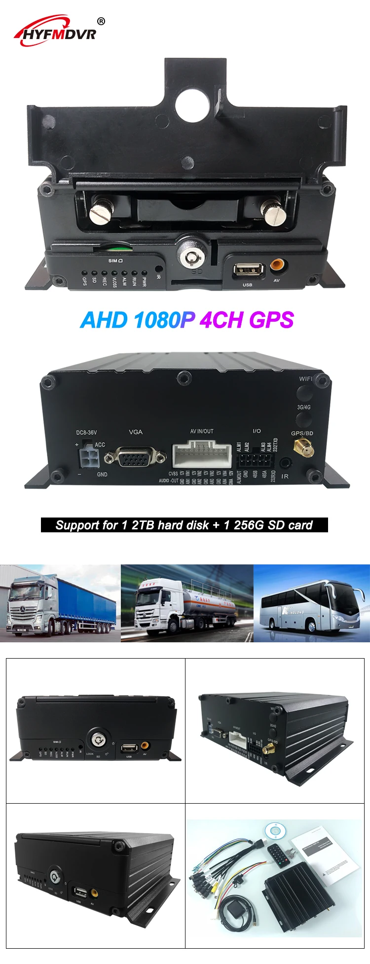 HYFMDVR MDVR видео-Автомобильный видеорегистратор-мониторинг AHD4 sd-карта gps дорожная такси/автобус
