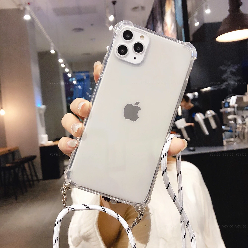 Clear Cases With Rope Crossbody Lanyard For iPhone11Pro Max 11pro 8 7 6 S 6S Plus 11 Necklace Cord Hang Shoulder Strap Case |