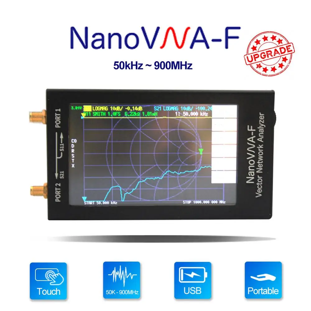Vector Antenna Network Analyzer 4.3" 50K-1GHz NanoVNA-F VNA VHF UHF W/ Case CDC 