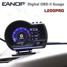 Eanop hud l200pro obd2 gps digital guage display inteligente cabeça up velocidade de monitoramento com 9 interfaces aceleração turbo teste freio