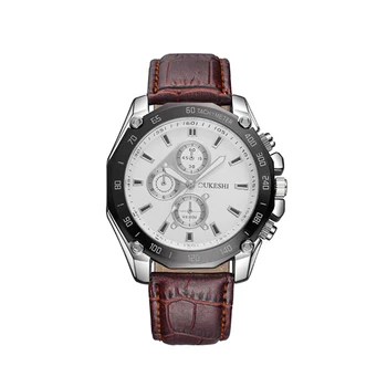 

New Business Male Clock Retro Design Leather Band Analog Alloy Quartz Wrist Watch Digital dial luxury Men's Watches