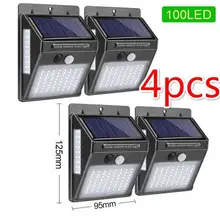 1-4 шт. солнечный светильник на открытом воздухе солнечный светильник 100 светодиодный PIR датчик движения настенный светильник водонепроницаемый солнечный светильник для украшения сада