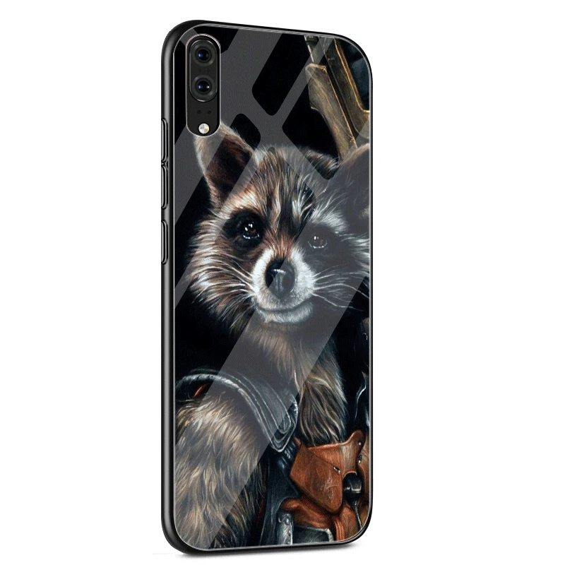 Чехол из стекла для huawei P10 P20 P30 Lite Pro P Smart mate 10 20 Lite Y6 Y9 Honor 7A 8X9 10 Cover Guardian Rocket енот Shell