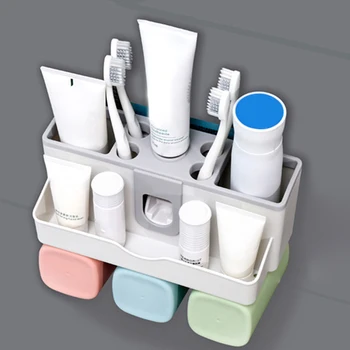 

Spot Toothbrush Rack Toothpaste Dispenser Hands Free Toothpaste Squeezer for Hair Dryer with Cup Holder QP2